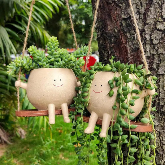 Whimsical Charm: 5" Adorable Swinging Face Planter Pot!